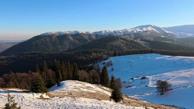 Authentic winter conditions , high up in the Ciucas Mountains  , part of the Carpathian range in Romania, Eastern Europe.