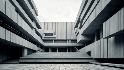 Dramatic concrete facades in urban brutalist design