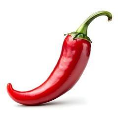 A vibrant red chili pepper with a glossy surface and a curved shape, ideal for culinary and food-related imagery.
