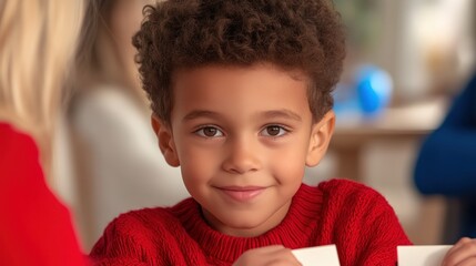 Explore the sky's wonders This captivating image features A boy with autism learning about the weather using flashcards with his teacher, showcasing the power of tailored education Witness the joy of