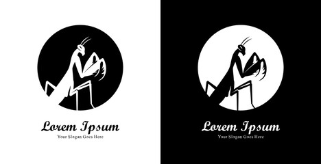 praying mantis logo design combined with a circle