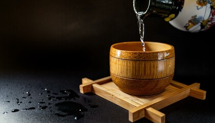 Naklejka premium Savor the richness of aged sake. 