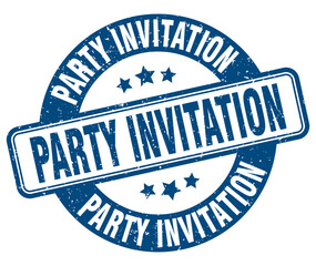 party invitation stamp. party invitation label. round grunge sign