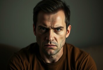 Obraz premium Angry male portrait with neutral background
