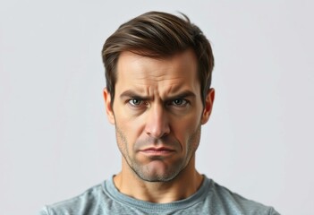 Obraz premium Angry male portrait with neutral background