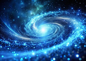 Cosmic Blue Digital Particle Field: Abstract Background with Copy Space