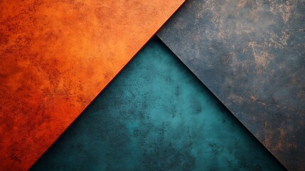 Rustic Triangular Texture Deep Orange Teal Brown Background. AI Generated
