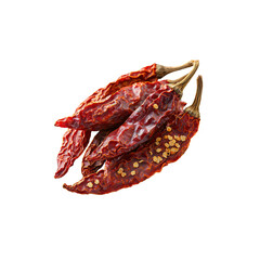 Dried Red Chili Peppers on White Background for Cooking and Spices