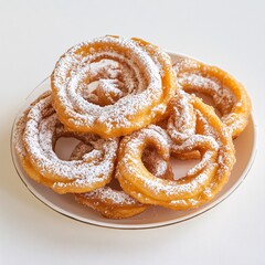 Fototapeta premium Delicious Golden Fried Churros with Powdered Sugar Sweet Treat Dessert