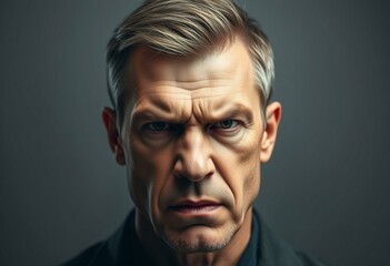 Obraz premium Angry male portrait with neutral background