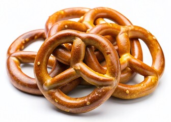 Crispy Pretzels Isolated on White Background - High-Resolution PNG Image for Food Blogs and Packaging