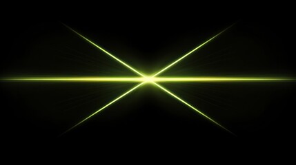 Abstract Green Light Burst on Black Background with Sharp Rays