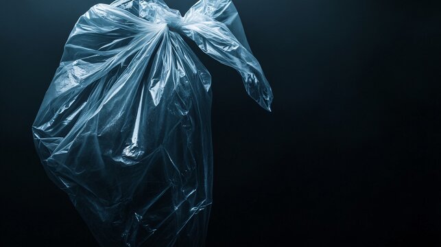 Close-up of Plastic Bag Isolated on Black Background