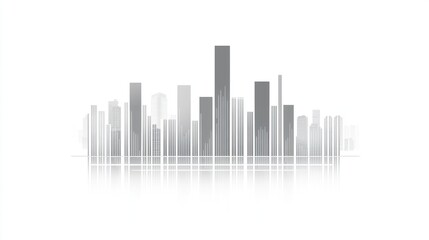 Fototapeta premium Abstract Cityscape Silhouette with Reflection on White Background