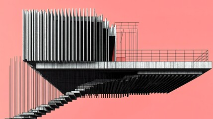 Fototapeta premium Abstract Modern House Design Soft Pink Background. AI Generated