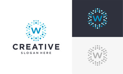 initial W medical modern vector logo