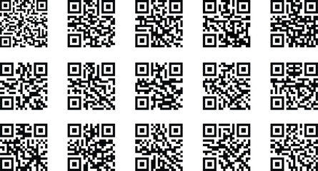 Fototapeta premium Fake QR code scan me vector illustration. Collection of QR Codes for modern technology.
