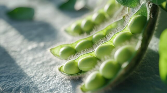Fresh Green Peas in Pod, Close-up, Natural Light