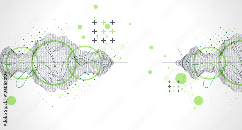 Aufkleber trendy abstract wireframe background. modern science or technology art elements. surface illustratio