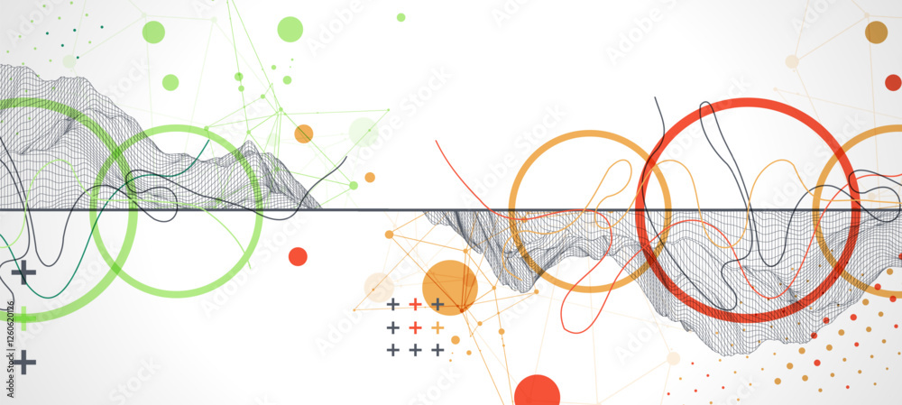 Aufkleber trendy abstract wireframe background. modern science or technology art elements. surface illustratio