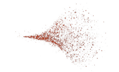 Fantastic red smoke background. Red spice powder explosion, spice splash, Magic smoke with glitter and small particles, fog with glowing particles, red steam. PNG.
