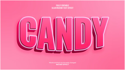 Editable 3D CANDY Text Effect with Sweet Pink Gradient, Playful Typography, and Fun, Vibrant Style for Delightful and Cheerful Designs.