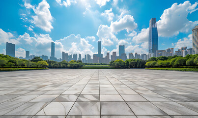 Fototapeta premium A flat space in front of a city building