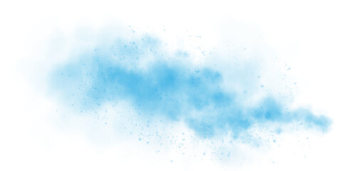 Fantastic blue smoke background. Blue spice powder explosion, spice splash, Magic smoke with glitter and small particles, fog with glowing particles, blue steam. PNG.

