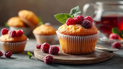 Delicious Tea and Muffins Breakfast
