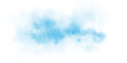 Fantastic blue smoke background. Blue spice powder explosion, spice splash, Magic smoke with glitter and small particles, fog with glowing particles, blue steam. PNG.
