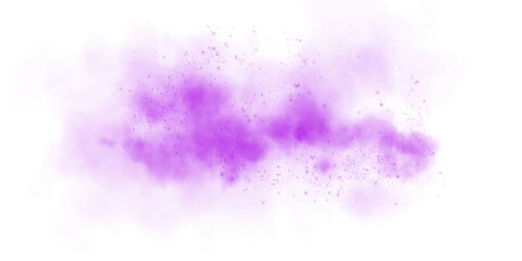 Fantastic purple smoke background. Purple spice powder explosion, spice splash, Magic smoke with glitter and small particles, fog with glowing particles, purple steam. PNG.
