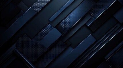 Obraz premium Trendy Blue background with futuristic motifs. Featuring white space in the center for text. Modern dark wallpaper ideal for design and banners. Simple geometric modern wallpaper.