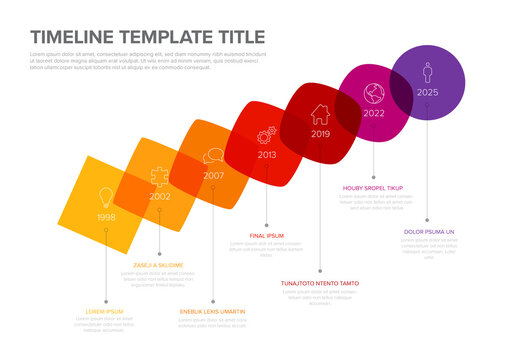 Colorful Business Timeline Template with blended shape and color