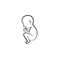 New born baby vector line art illustration.