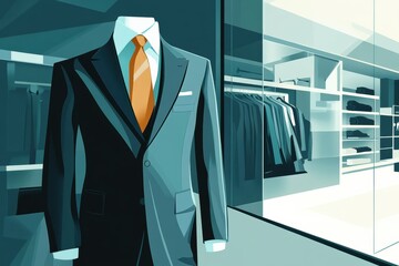 Elegant graphic layouts for advertising stylish menswear in upscale retail environments