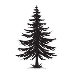 Fototapeta premium Pine Tree silhouette perfect for decorative projects and natural themes - Pine tree illustration - Pine tree vector - Pine silhouette 