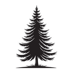 Fototapeta premium Pine Tree silhouette emphasizing its towering and evergreen beauty - Pine tree illustration - Pine tree vector - Pine silhouette 
