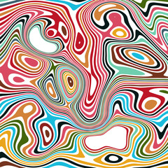 ABSTRACT ILLUSTRATION MARBLED TEXTURE LIQUIFY PSYCHEDELIC COLORFUL DESIGN. OPTICAL ILLUSION BACKGROUND VECTOR DESIGN