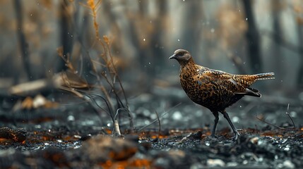 Obraz premium The Heath Hen was a subspecies of the greater prairie chicken, once abundant in the eastern United States. Known for its distinctive mating dance and booming calls, it inhabited coastal scrublands and