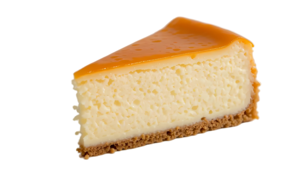 Slice of Cheesecake isolated on white background. Generative ai