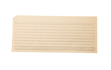 Punch card isolated on transparent background