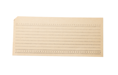 Punch card isolated on transparent background