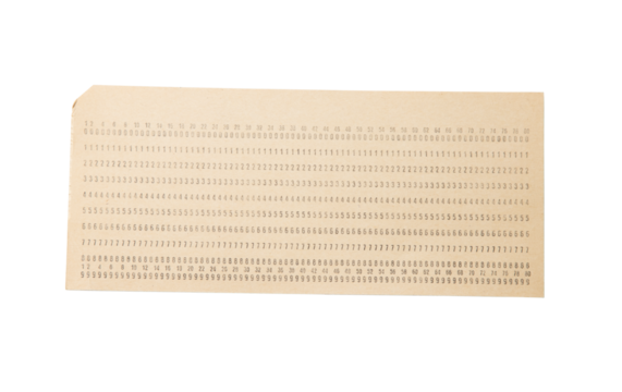 Punch card isolated on transparent background