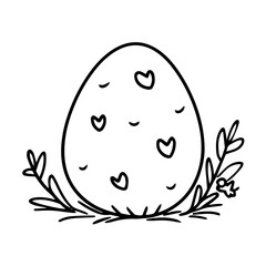 minimalistic easter egg with floral elements, simple monochrome vector