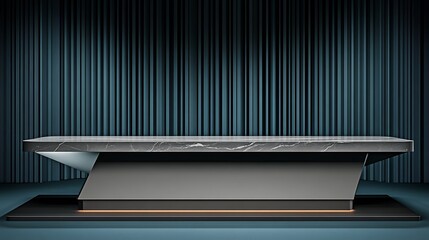 Elegant Dark Marble Table Dramatic Teal Backdrop. AI Generated