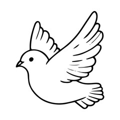 easter vector of a flying dove, black and white ink drawing