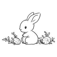 Easter bunny with eggs vector illustration