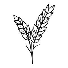 Simple line art of wheat, traditional and religious symbol