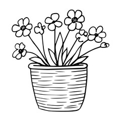 Minimalist vector of decorative spring flowers in a vase