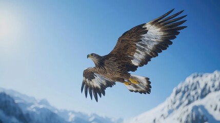 Obraz premium Majestic Eagle in Flight over Snowy Mountains